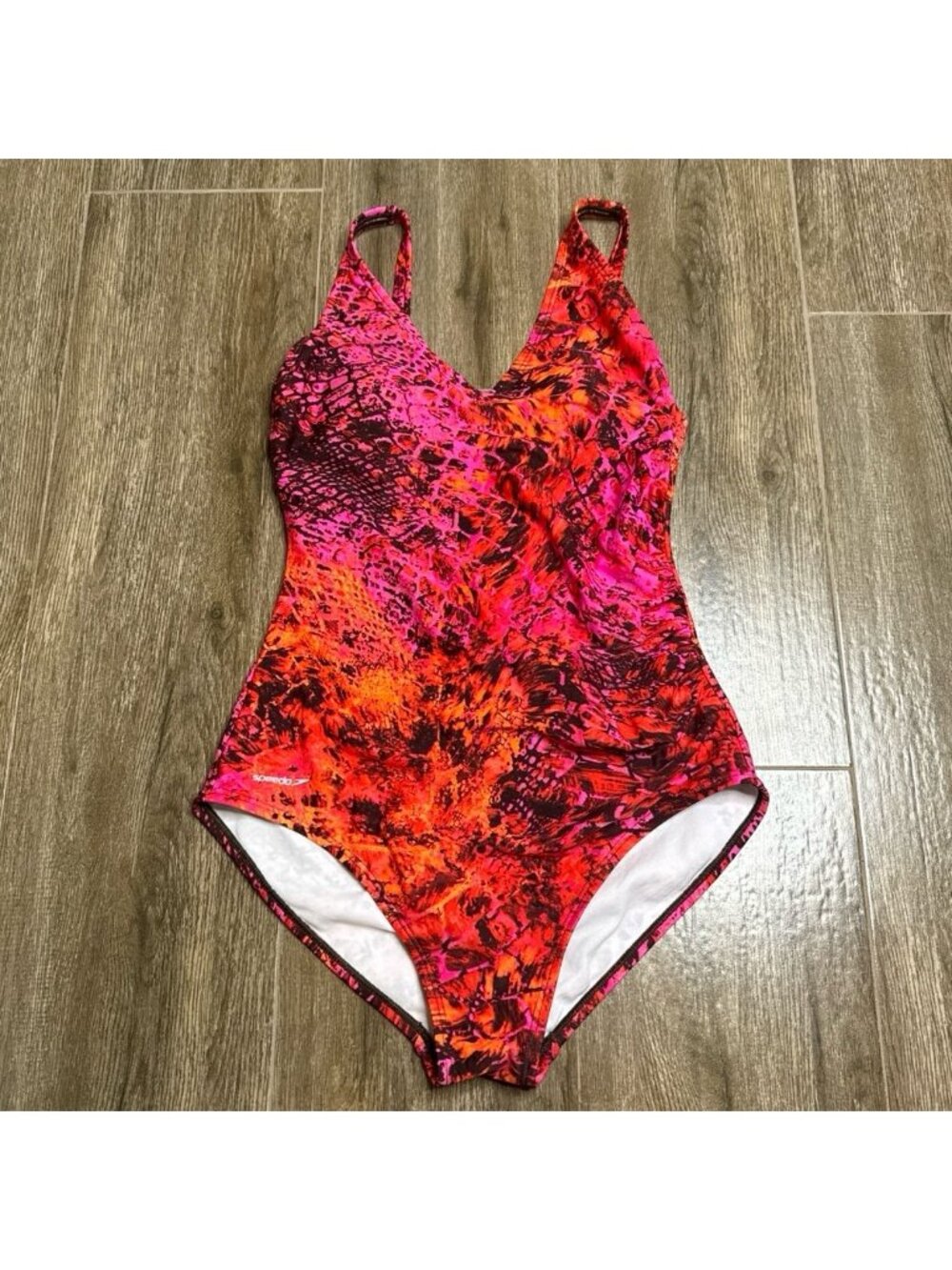 Speedo One Piece Swimsuit Pink Cheetah Print Size 10 NWOT